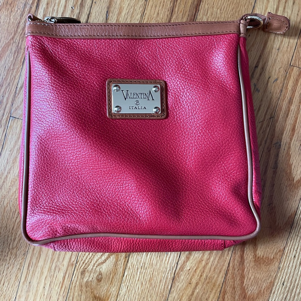 Red pebbled leather bag